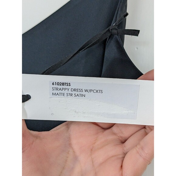 L'Agence Stretch Satin Short Black Dress Spaghetti Straps Pockets Size 2 *READ* - Picture 9 of 10